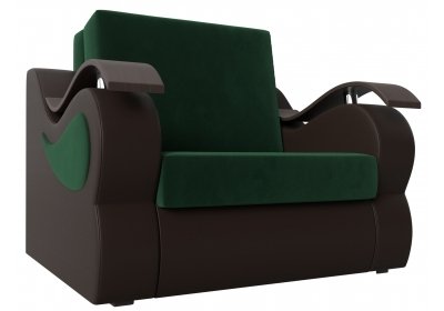 Кресло-кровать Меркурий 60 Велюр\Экокожа Зеленый\Коричневый