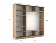 Шкаф-купе Экспресс-2 1800х2400х600 Сонома (3 зеркала)