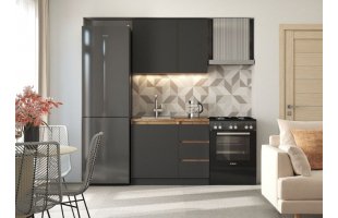 Готовая кухня Мальм 1,0м Дуб крафт золотой/Графит/Дуб вотан