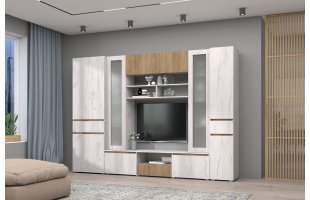 Гостиная Лиана Дуб крафт белый/Дуб крафт золотой