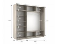 Шкаф-купе Экспресс-2 2100х2200х600 Ясень анкор светлый (Зеркало/ДСП/зеркало)
