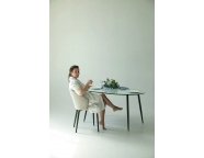 Стол кухонный Артур белый мрамор (опоры черные матовые)