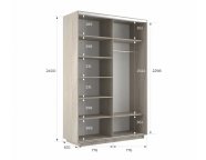 Шкаф-купе Экспресс 2 зеркала 1600х2400х600 ясень шимо светлый