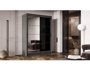 Шкаф-купе Гранд 1,6м Зеркало/Лакобель черная Графит