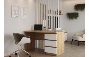 Стол письменный Бостон СП-001 дуб крафт золотой/белый глянец