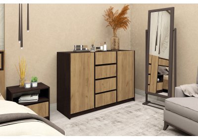 Комод Флоренция Дуб венге/Дуб крафт золотой