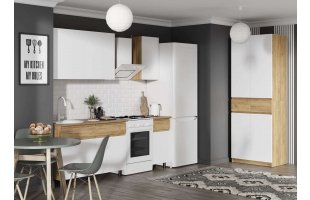Готовая кухня Квик-Степ 1,6м Дуб крафт золотой/Белый шагрень