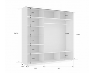 Шкаф-купе Экспресс-2 1800х2400х600 Белый снег (3 зеркала)
