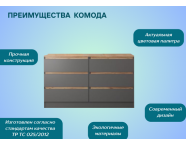 Комод Мальм 6 ящиков Дуб крафт золотой/Графит