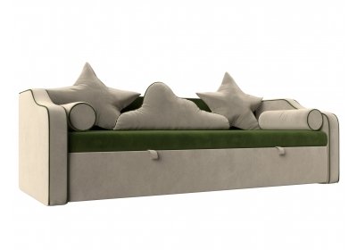 Детский диван-кровать Рико Микровельвет Зеленый\Бежевый