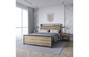 Кровать Верона 1,8м черный муар/дуб саттер ВА.180.200.Ч