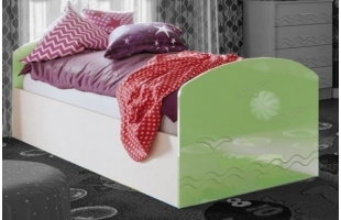 Кровать детская Юниор-2 0,8м дуб беленый/салатовый металлик