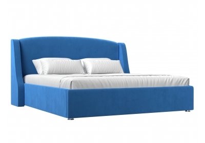 Интерьерная кровать Лотос 160 Велюр Голубой