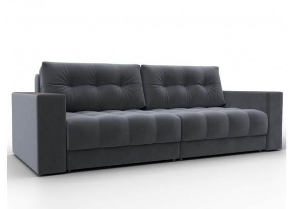 Диван прямой с декором Лига-049 НПБ Велюр SEVEN 17 серый