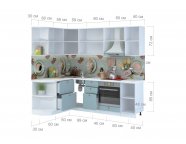 Модульная кухня Прованс угловая 1,5*2,4м Голубой