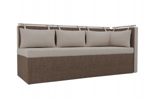 Кухонный диван Метро с углом Рогожка бежевый\коричневый