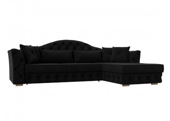Диван угловой Артис правый угол Микровельвет Черный