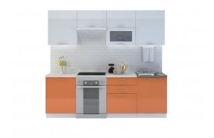 Кухня Валерия-2, 2,4 глянец Оранжевый/Белый глянец