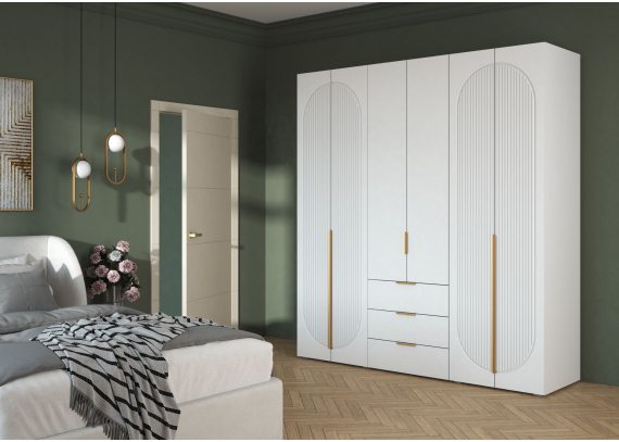 Шкаф 6-створчатый Фиеста Белый/Белый софт