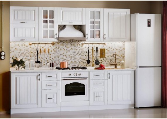 Модульная кухня Виола Нео Кантри 2,6м Белый софт