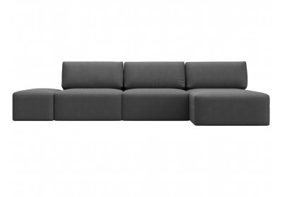 Диван угловой модульный с пуфом Лига-060 НПБ Лонг угол универсальный Замша JOLY 13 серый