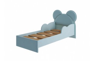 Кровать детская Джерси 0,9м Шиншилла серая/Скай КР-001 Мишка