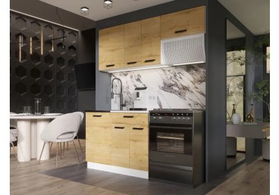 Готовая кухня Хозяюшка 1,7м Дуб вотан (с газовкой)