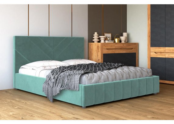 Кровать Нельсон 1,4 Велюр Бирюза Линия (вар.4)