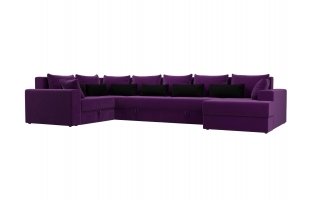 П-образный диван Майами правый угол Микровельвет Фиолетовый\Фиолетовый\Черный
