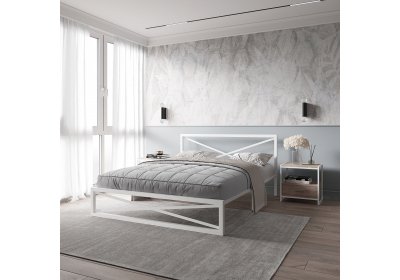 Кровать Карина 1,2м белый муар КН.120.200.Б