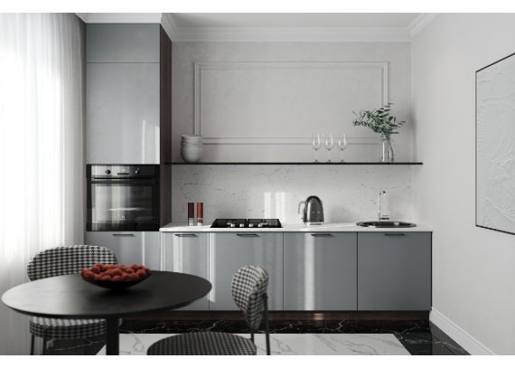 Модульная кухня Идеалиста Роял Эмаль 2800 Platinum Grey МДФ прямая