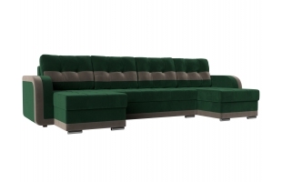 П-образный диван Марсель Велюр зеленый\коричневый