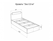 Кровать Эко 0,9м Дуб вотан/Белый