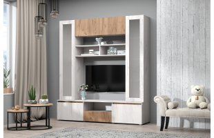 Центральная Секция Лиана Дуб крафт белый/Дуб крафт золотой