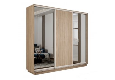 Шкаф-купе Экспресс-2 1800х2400х450 Сонома (Зеркало/ДСП/зеркало)